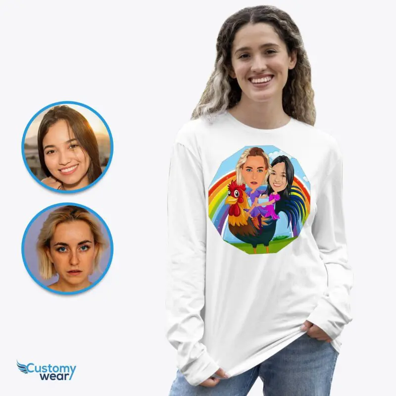 Custom Chicken Rider Lesbian Shirt | Personalized Rainbow Couple Tee Axtra - ALL vector shirts - male www.customywear.com