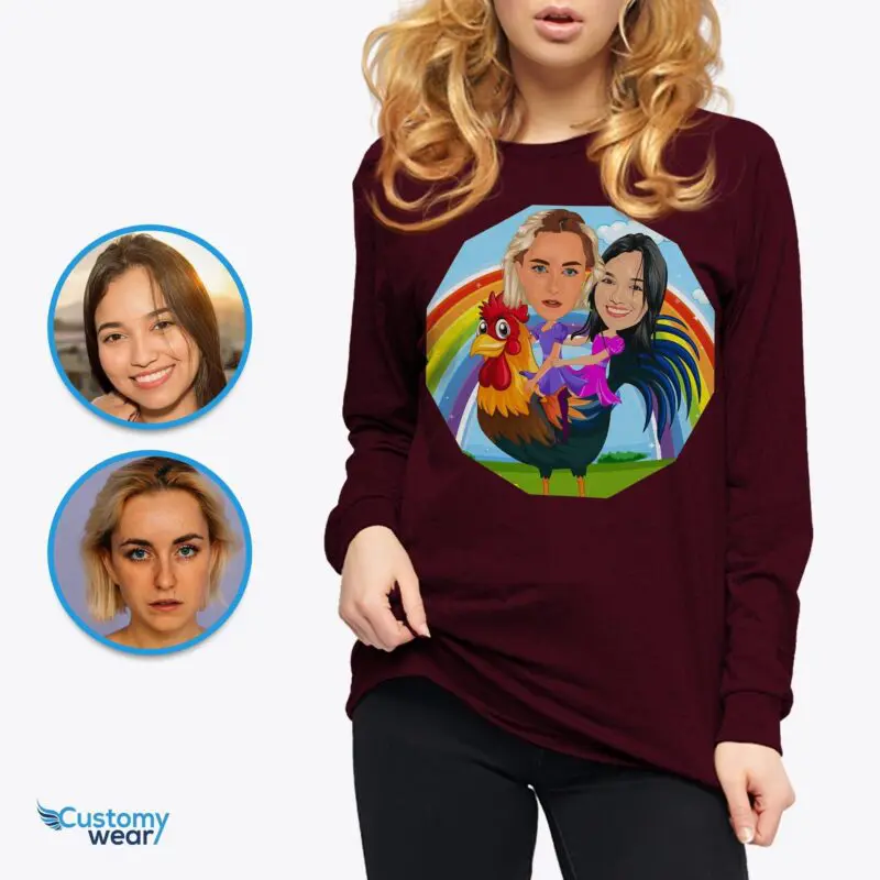 Custom Chicken Rider Lesbian Shirt | Personalized Rainbow Couple Tee Axtra - ALL vector shirts - male www.customywear.com