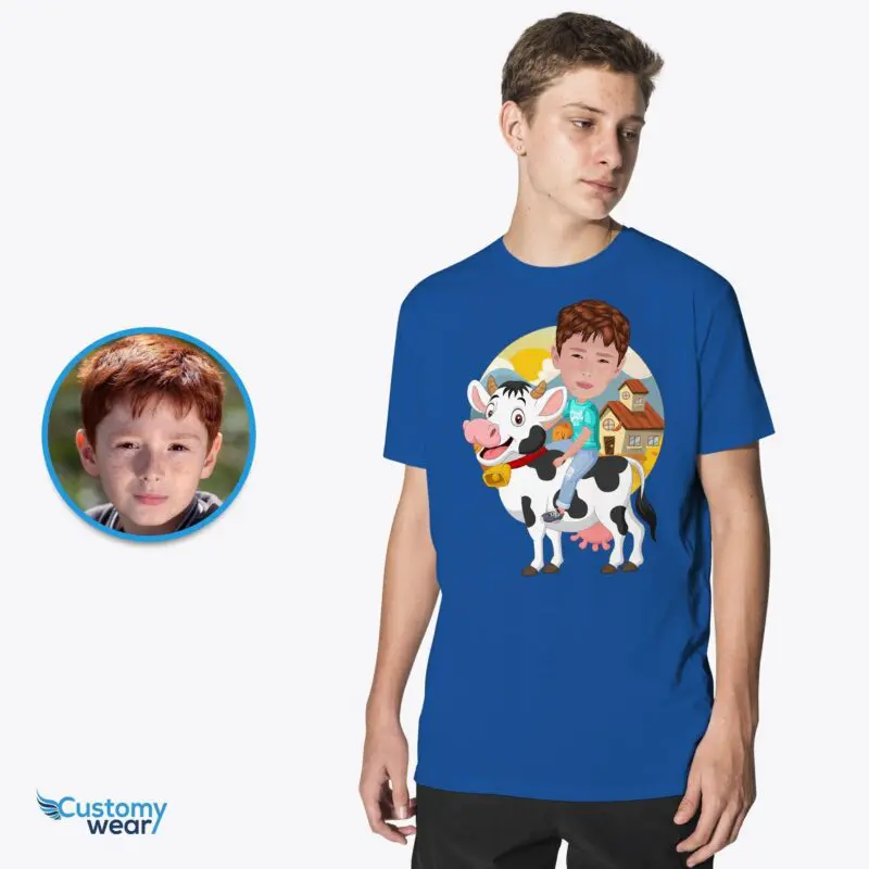 Custom Cow Riding Boy Shirt | Personalized Cowboy Kids Tee Animal Lovers www.customywear.com