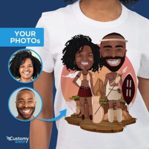 Özel Afro-Amerikan Çift Gömlek | Kişiselleştirilmiş Afrika Geleneksel Tişörtü Yetişkin gömlekleri www.customywear.com