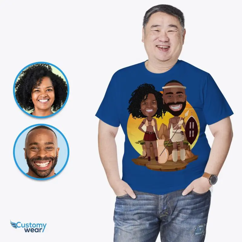 Personalized African American Couple T-Shirt – Custom Traditional Portrait Tee Adult shirts www.customywear.com