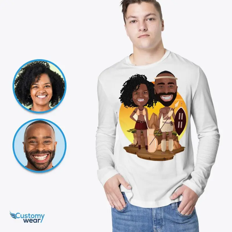 Personalized African American Couple T-Shirt – Custom Traditional Portrait Tee Adult shirts www.customywear.com