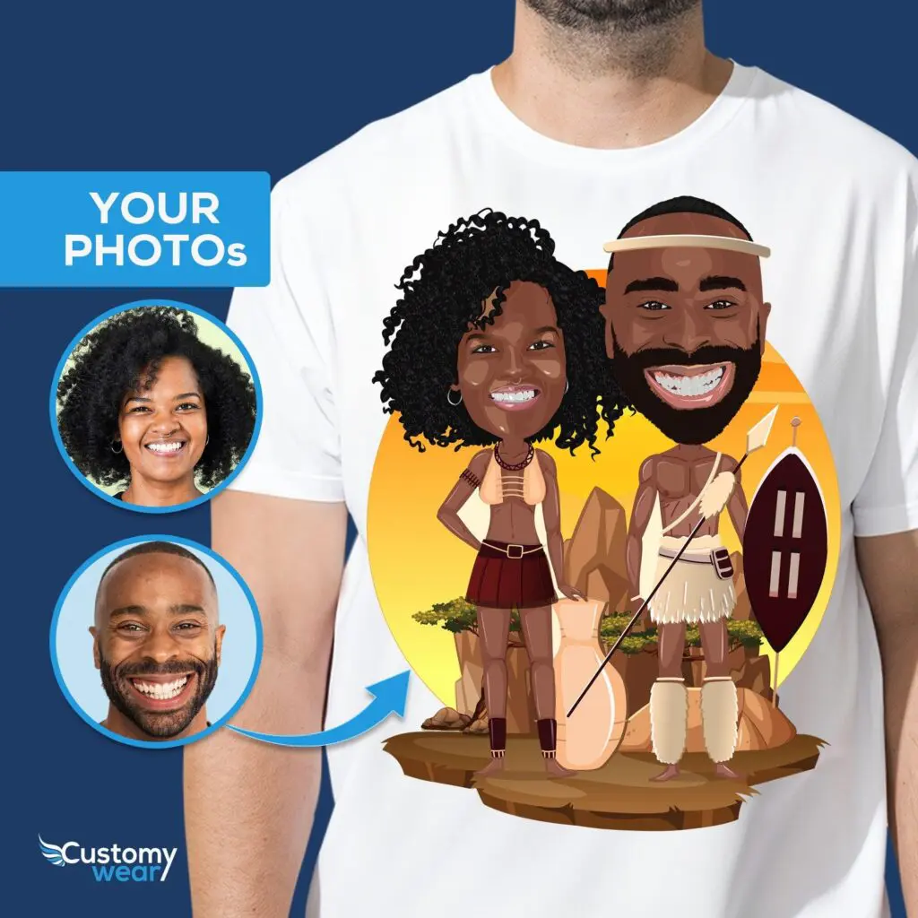 Personalized African American Couple T-Shirt – Custom Traditional Portrait Tee Adult shirts www.customywear.com