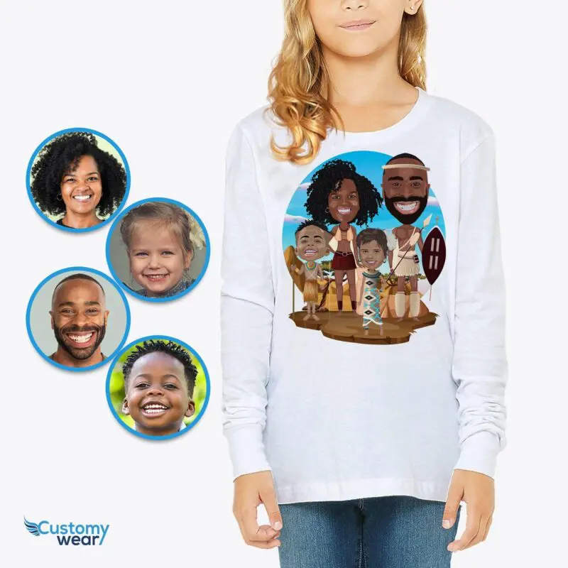 Personalized African Family T-shirt – Custom Vector Portrait Tee Axtra - ALL vector shirts - male www.customywear.com