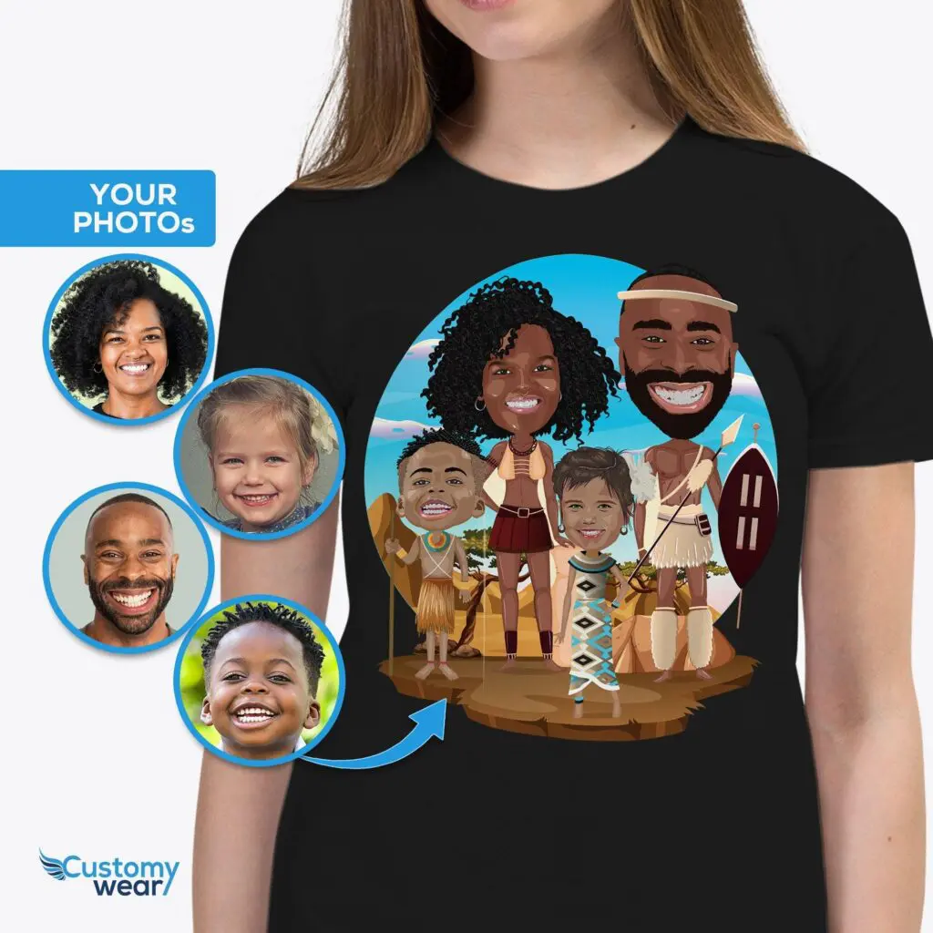 Personalized African Family T-shirt – Custom Vector Portrait Tee Axtra - ALL vector shirts - male www.customywear.com