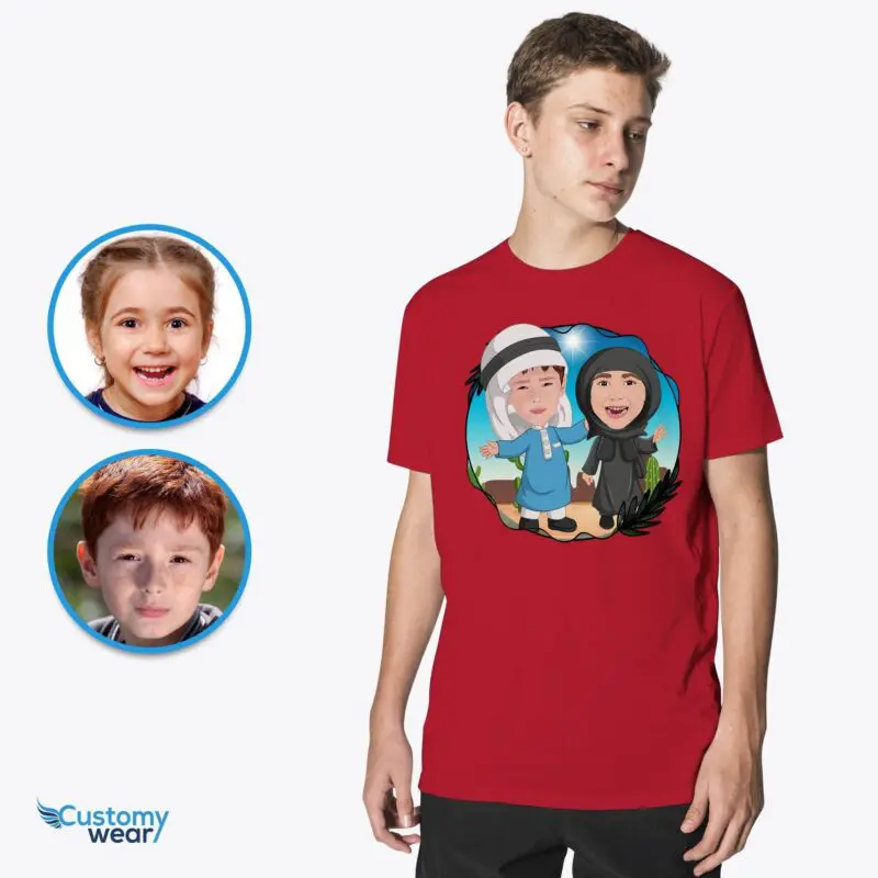 Personalized Arabian Siblings Tee – Custom Traditional Arabic Kids Shirt Arabic culture T-shirts www.customywear.com
