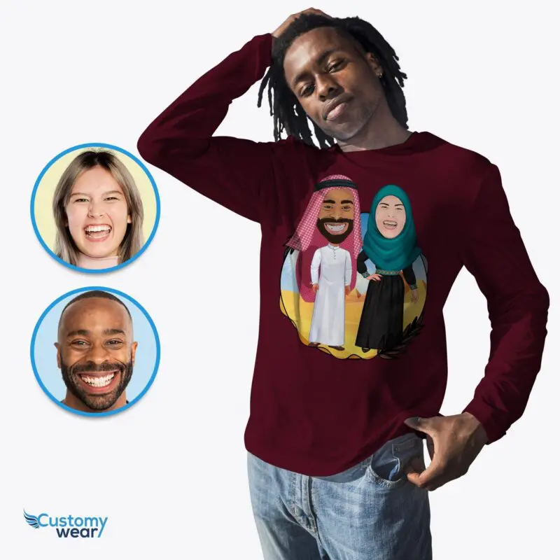 Personalized Arabic Couple T-Shirt – Transform Your Photo into Custom Arab Apparel Arabic culture T-shirts www.customywear.com