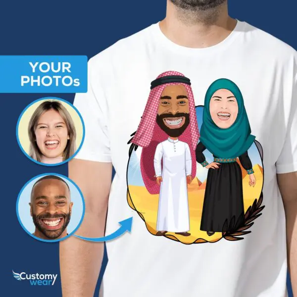 Personalized Arabic Couple T-Shirt – Transform Your Photo into Custom Arab Apparel Arabic culture T-shirts www.customywear.com