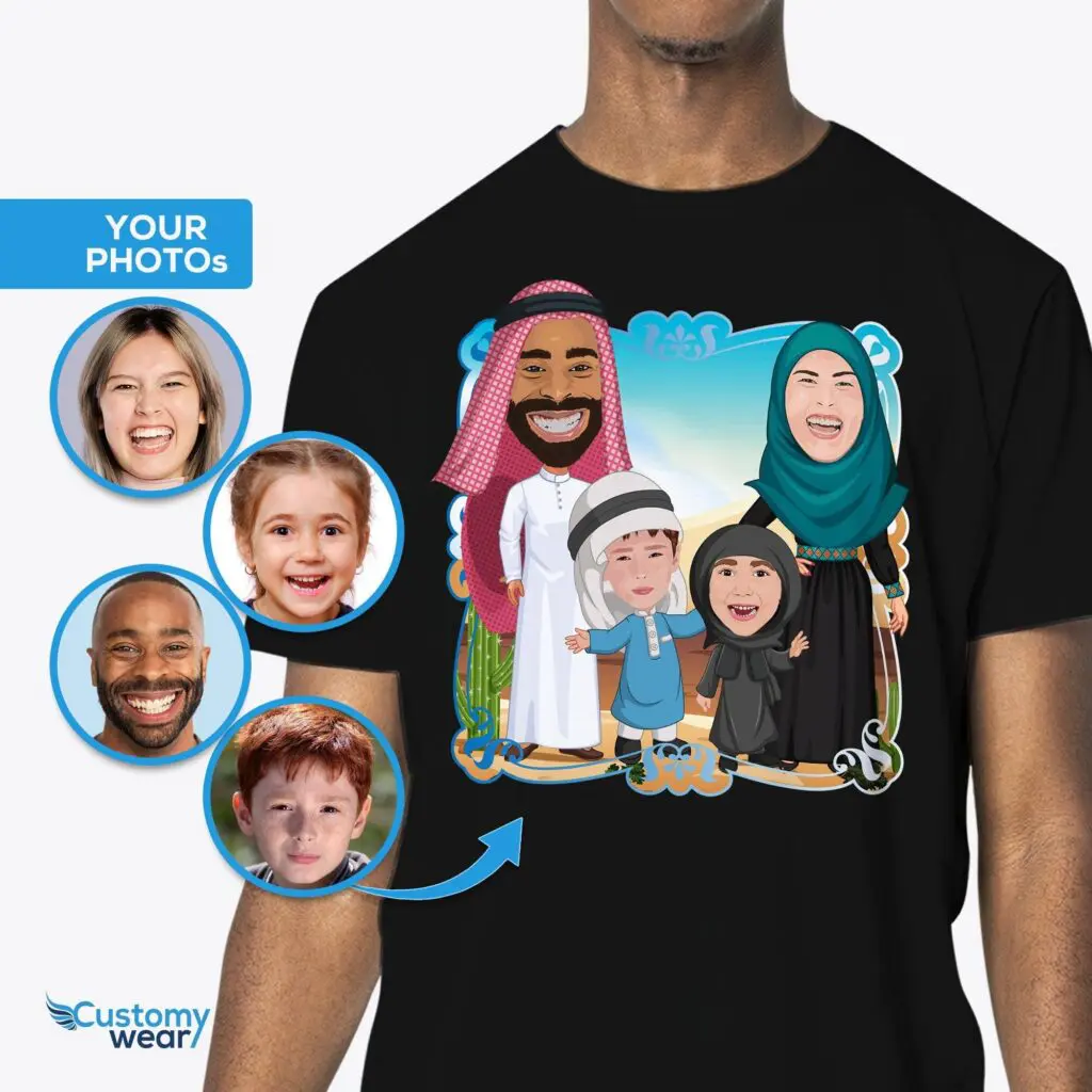 Create Your Custom Arabic Family Shirts – Personalize Memories in Traditional Arab Attire Adult shirts www.customywear.com