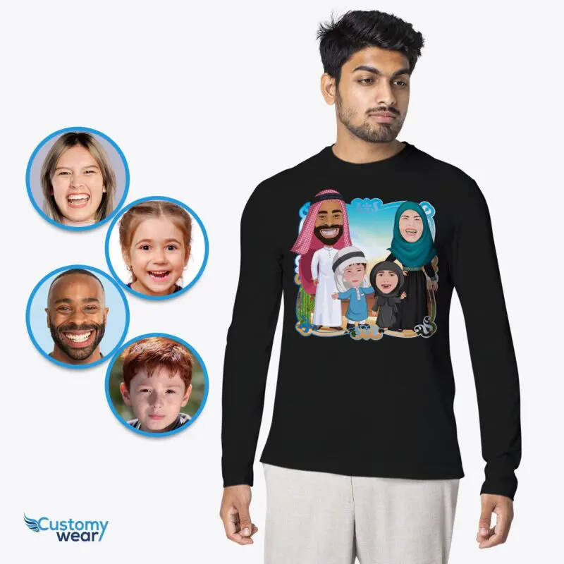 Create Your Custom Arabic Family Shirts – Personalize Memories in Traditional Arab Attire Adult shirts www.customywear.com