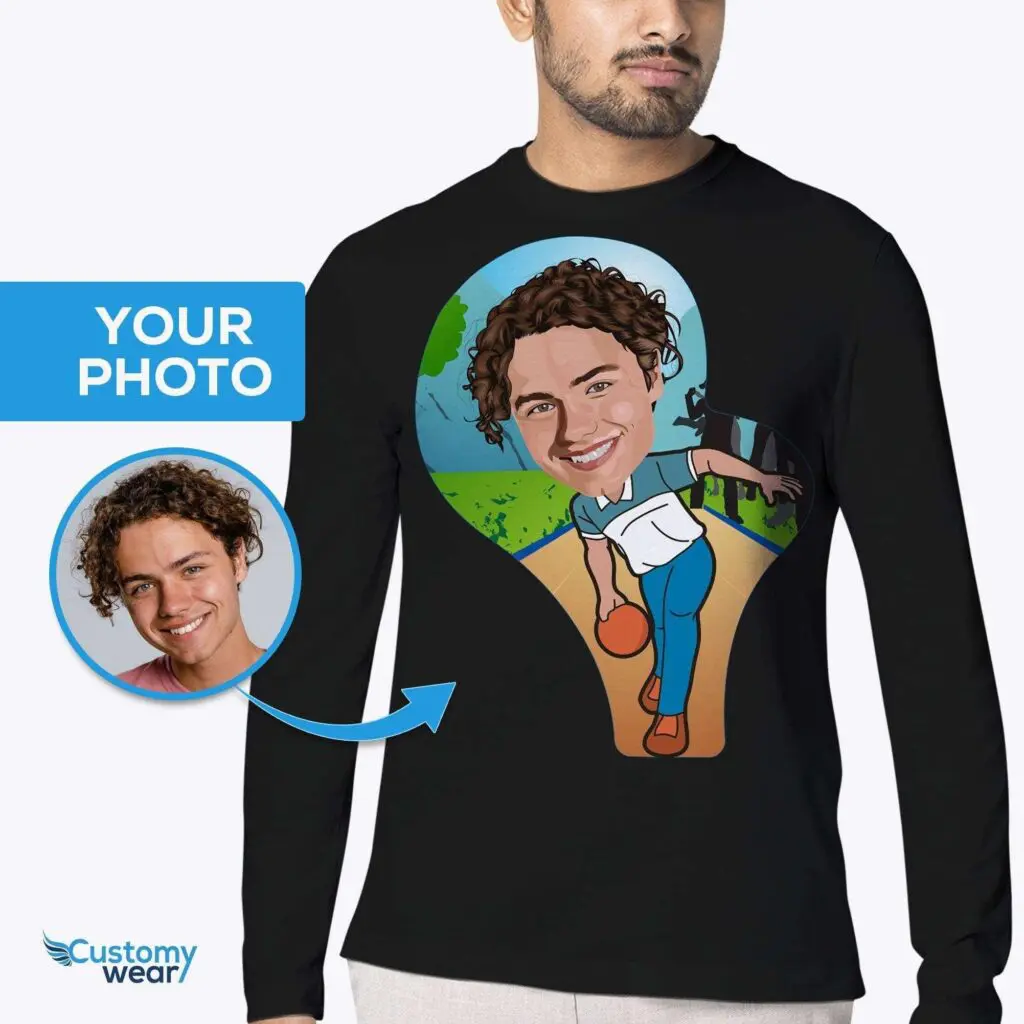 Transform Your Photo into a Custom Bowling Player T-Shirt – Personalized Unisex Tee Adult shirts www.customywear.com