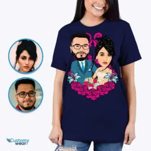 Custom Couples Portrait Tee – Personalized Caricature Anniversary Gifts Adult shirts www.customywear.com