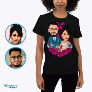 Custom Couples Portrait Tee – Personalized Caricature Anniversary Gifts Adult shirts www.customywear.com