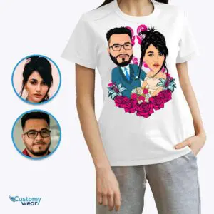 Custom Couples Portrait Tee – Personalized Caricature Anniversary Gifts Adult shirts www.customywear.com