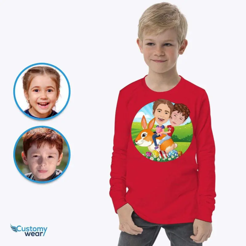 Custom Easter Bunny Siblings T-Shirts – Personalized Kids Gift Axtra - ALL vector shirts - male www.customywear.com