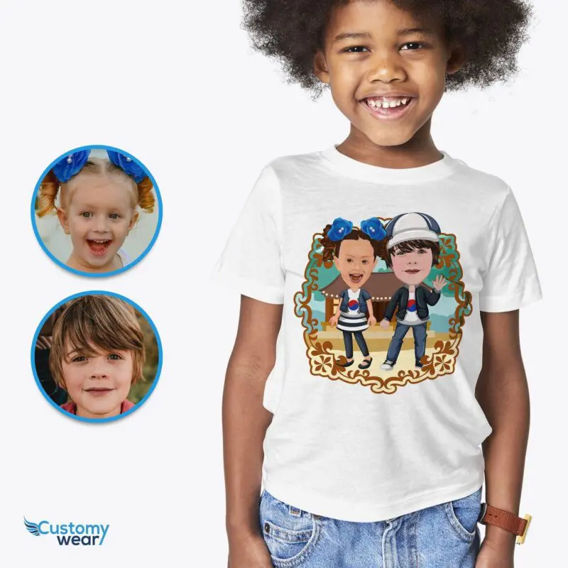 Personalized Korean Siblings Shirt: Transform Kids’ Photos into Cultural Treasures Custom arts - korean culture www.customywear.com