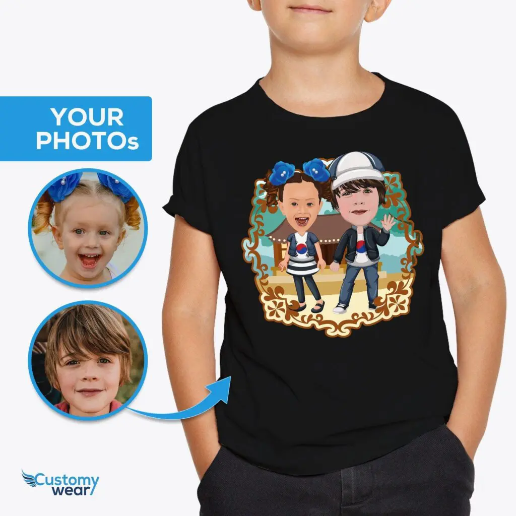 Personalized Korean Siblings Shirt: Transform Kids’ Photos into Cultural Treasures Custom arts - korean culture www.customywear.com