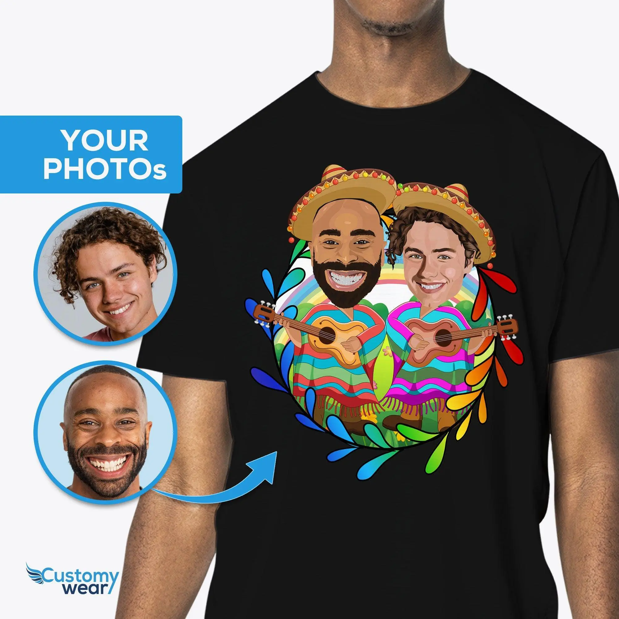🎨 Персонализированная мексиканская рубашка для пар | Изготовленная на  заказ футболка для геев-партнеров - Customywear