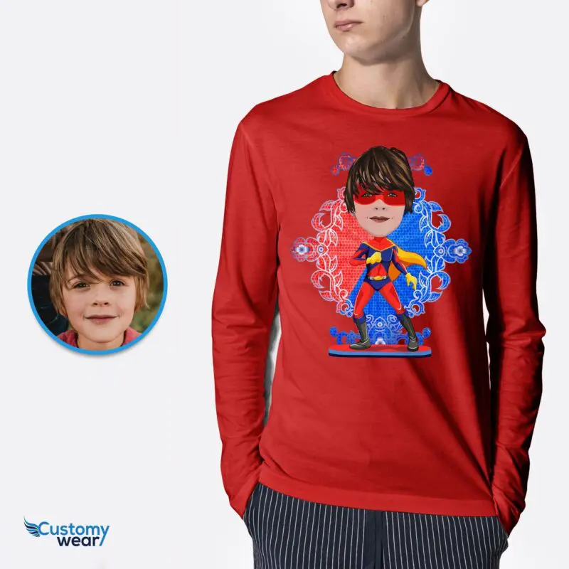 Personalized Superhero Custom T-Shirt – Turn Your Photo into a Superboy Tee Axtra - ALL vector shirts - male www.customywear.com