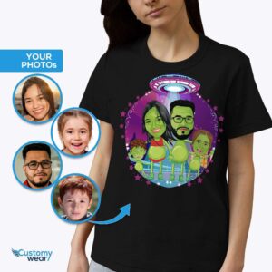 Camisa familiar extraterrestre personalizada: camiseta personalizada de aventura espacial Camisas para adultos www.customywear.com