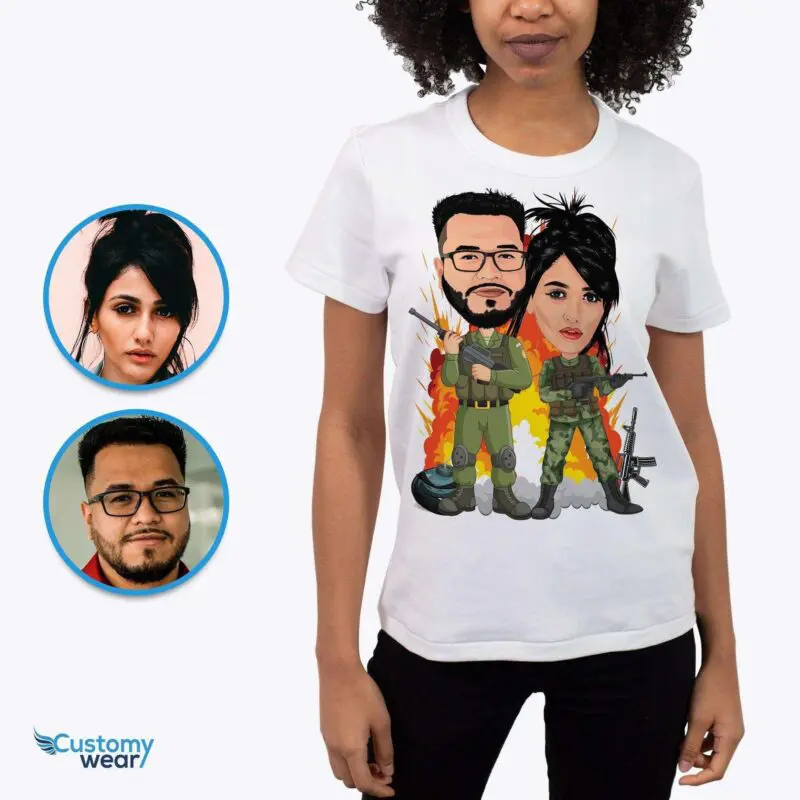 Custom Army Couples Shirts – Transform Your Photos into Inspiring Soldier Portraits Adult shirts www.customywear.com