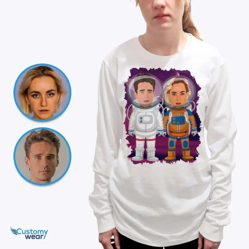 Custom Astronaut Couples Shirts – Personalized Space-Themed Gift for Anniversaries Adult shirts www.customywear.com