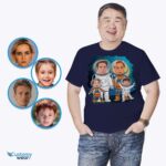 Zakázková rodinná košile astronautů – personalizovaný dárek s vesmírnou tematikou pro rodinné pouto – oblečení na míru – košile pro dospělé