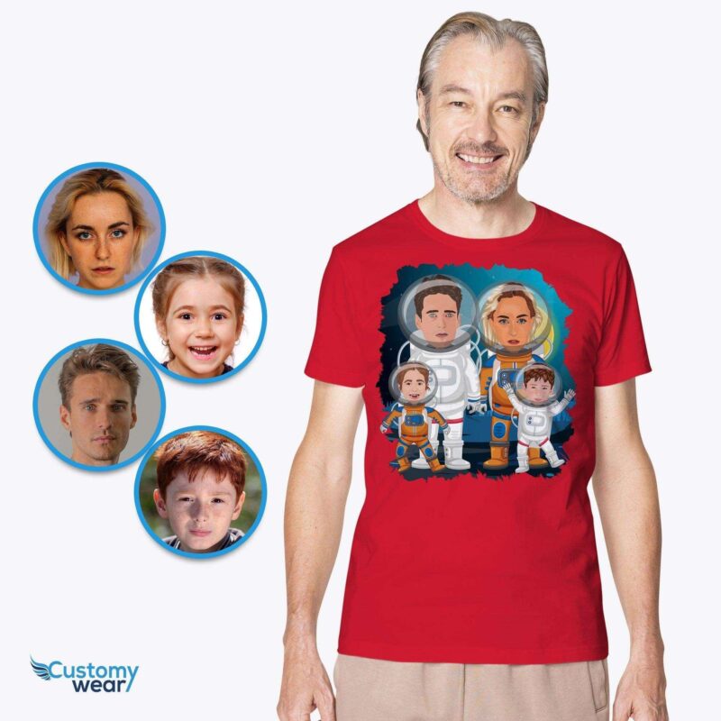 Zakázková rodinná košile astronautů – personalizovaný dárek s vesmírnou tematikou pro rodinné pouto – oblečení na míru – košile pro dospělé
