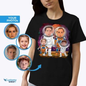 Camisa familiar de astronautas personalizada: regalo personalizado con temática espacial para nuevos padres Camisas para adultos www.customywear.com