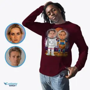 Custom Astronauts Couples Shirts – Personalized Space Lovers Anniversary Tees Adult shirts www.customywear.com