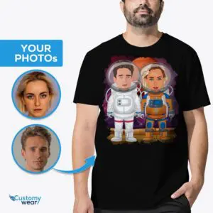 Custom Astronauts Couples Shirts – Personalized Space Lovers Anniversary Tees Adult shirts www.customywear.com