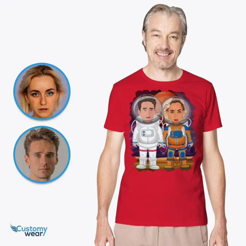Custom Astronauts Couples Shirts – Personalized Space Lovers Anniversary Tees Adult shirts www.customywear.com