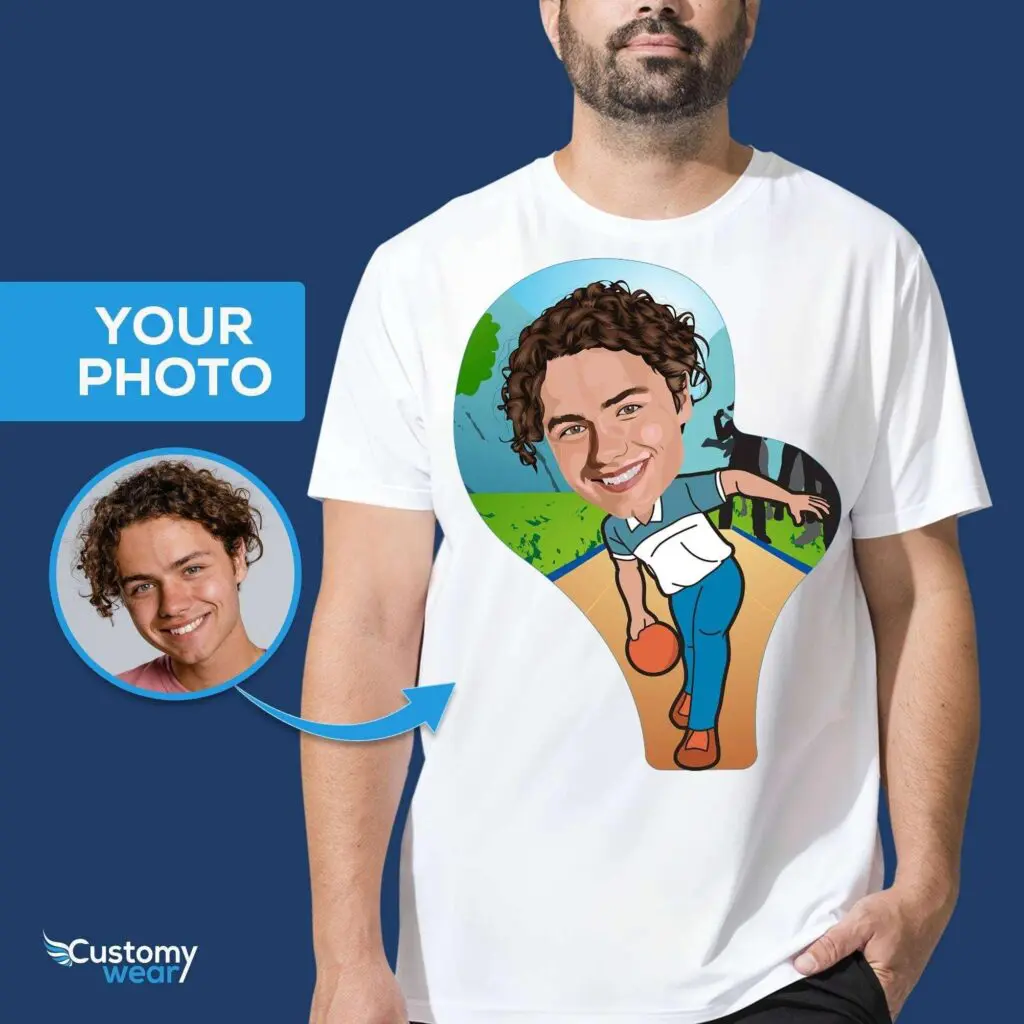 Transform Your Photo into a Custom Bowling Player T-Shirt – Personalized Unisex Tee Adult shirts www.customywear.com