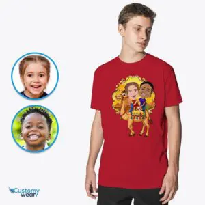 Custom Camel Rider Siblings Youth T-Shirt | Personalized Animal Adventure Tee Axtra - ALL vector shirts - male www.customywear.com