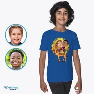 Custom Camel Rider Siblings Youth T-Shirt | Personalized Animal Adventure Tee Axtra - ALL vector shirts - male www.customywear.com