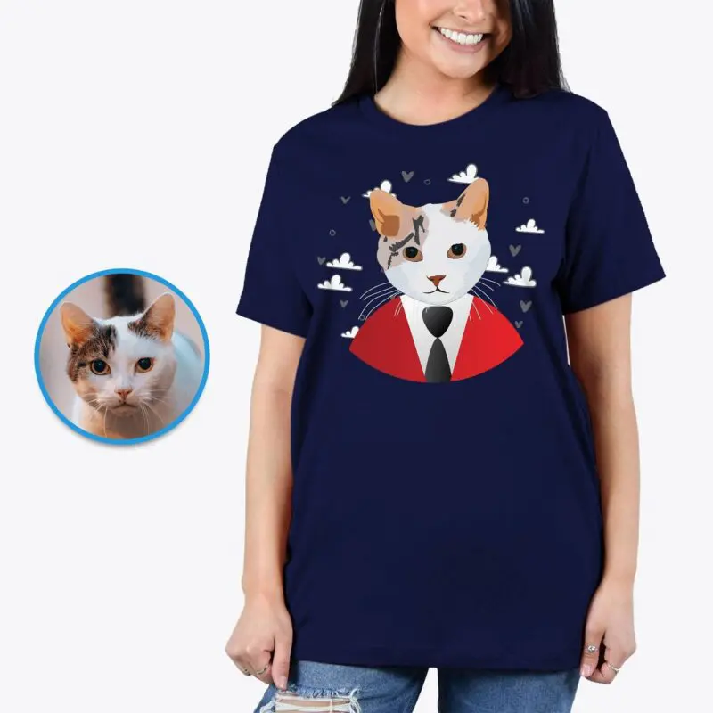 Custom Cat Portrait T-Shirt | Personalized Cat Boss Tee for Cat Lovers Adult shirts www.customywear.com
