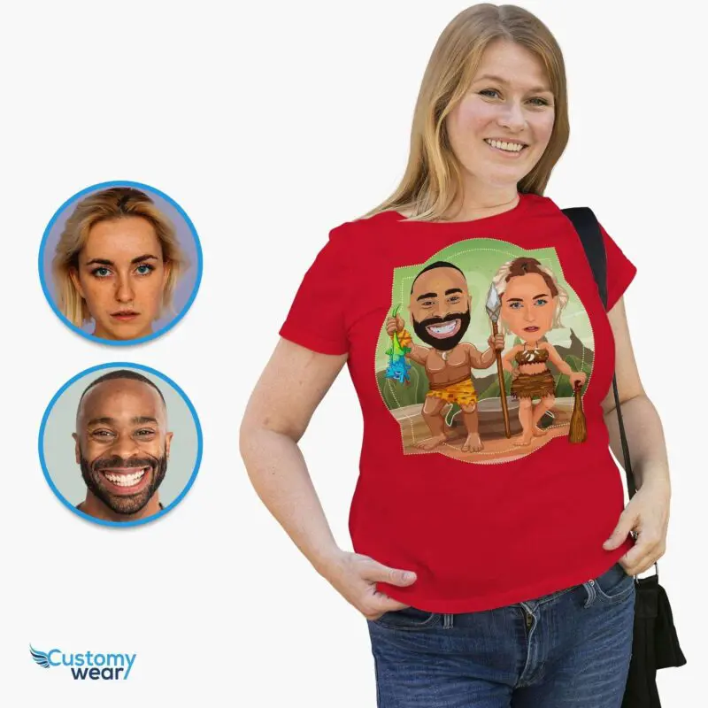 Transform Your Photo into Custom Caveman Couples Shirt – Personalized Matching Tees Adult shirts www.customywear.com