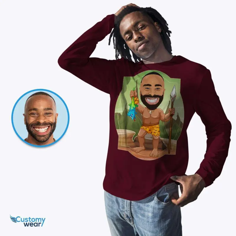 Transform Your Photo into Custom Caveman Shirt for Men – Personalized Tee Adult shirts www.customywear.com