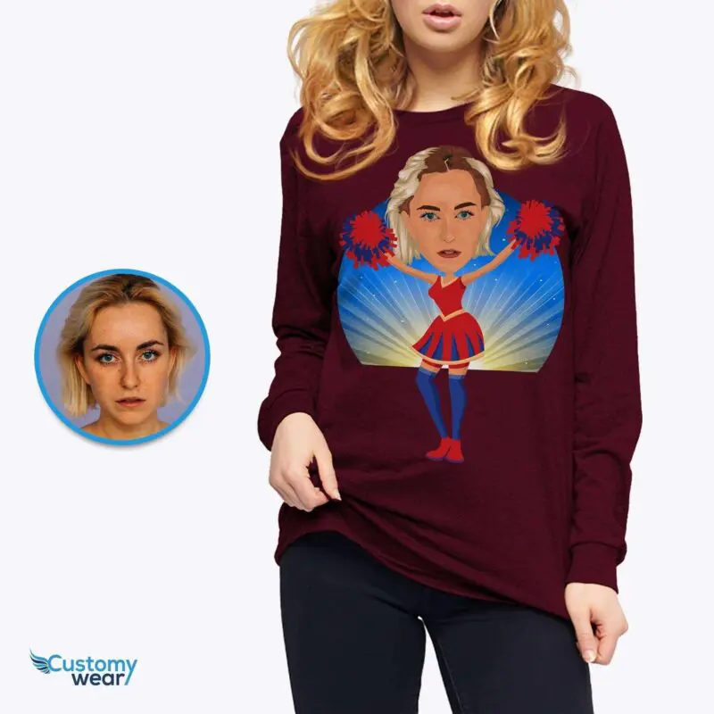 Custom Cheerleader Gifts – Personalized Cheerleader Girl Caricature Shirt Adult shirts www.customywear.com