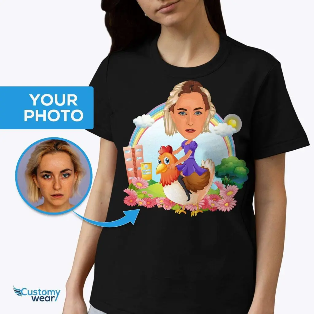 Custom Chicken Shirt – Transform Your Photo into Crazy Chicken Lady Tee Adult shirts www.customywear.com