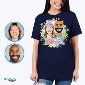 Transform Your Photo into Custom Easter Egg Couple Shirt – Fun Matching Gift Adult shirts www.customywear.com