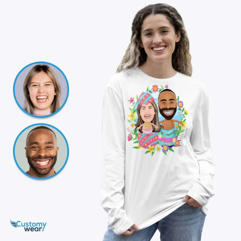 Transform Your Photo into Custom Easter Egg Couple Shirt – Fun Matching Gift Adult shirts www.customywear.com