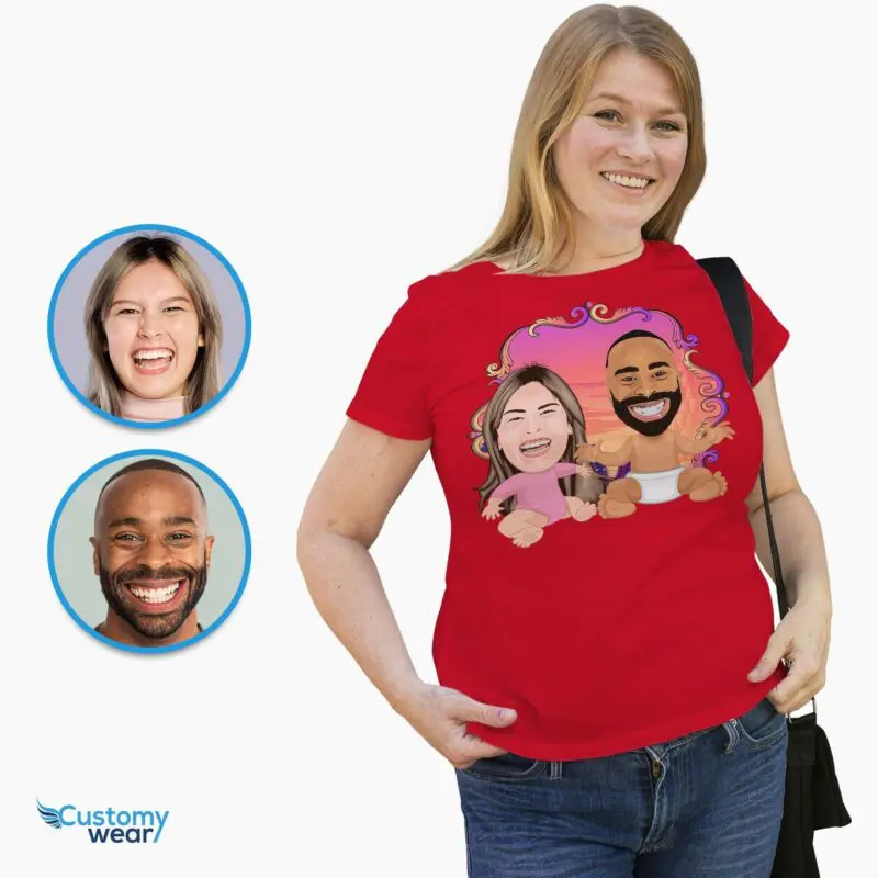 Transform Your Photos into Custom Couples Baby Shirt – Hilarious Personalized Gift Adult shirts www.customywear.com
