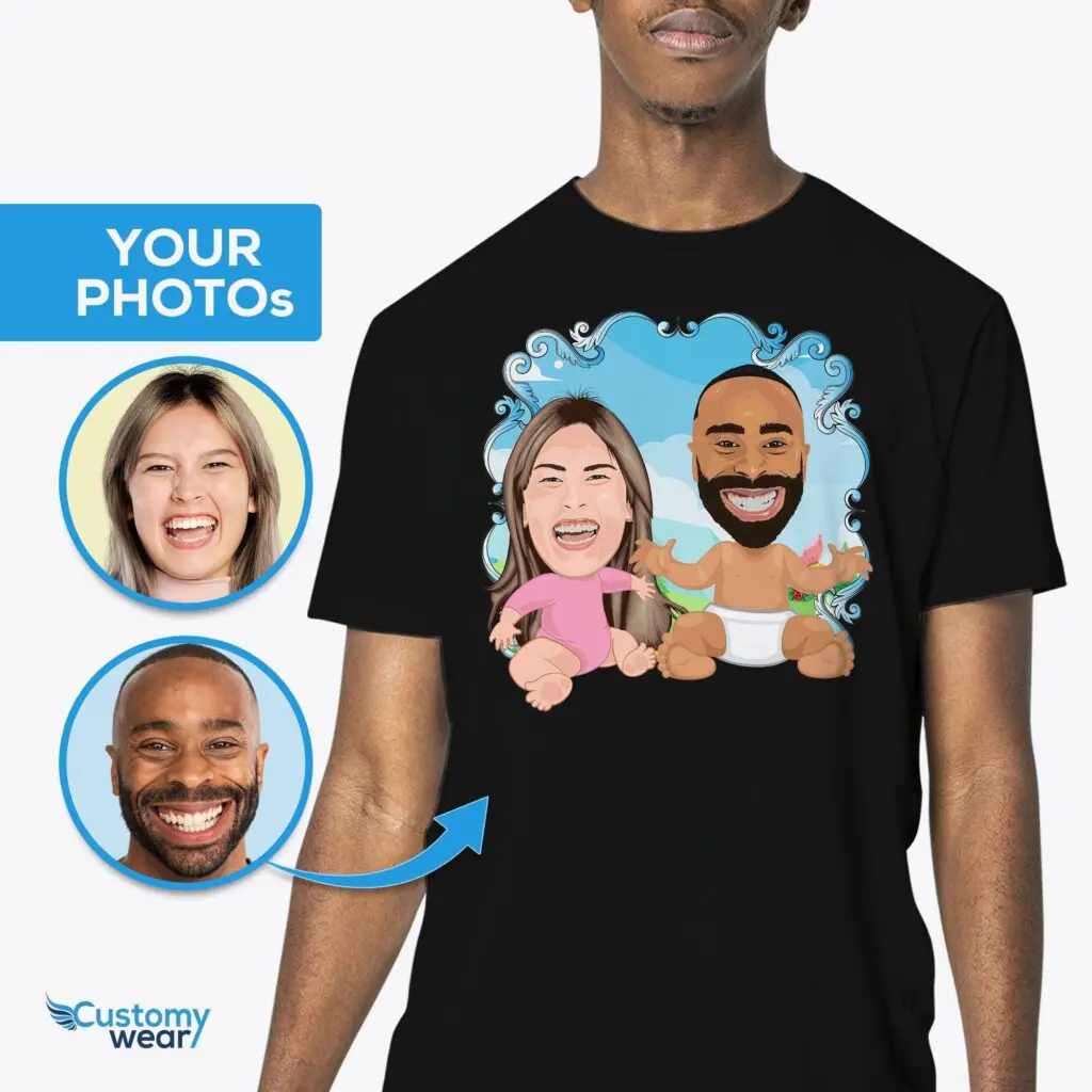 Transform Your Photos into Custom Couples Baby Shirt – Unique New Parents Gift Adult shirts www.customywear.com