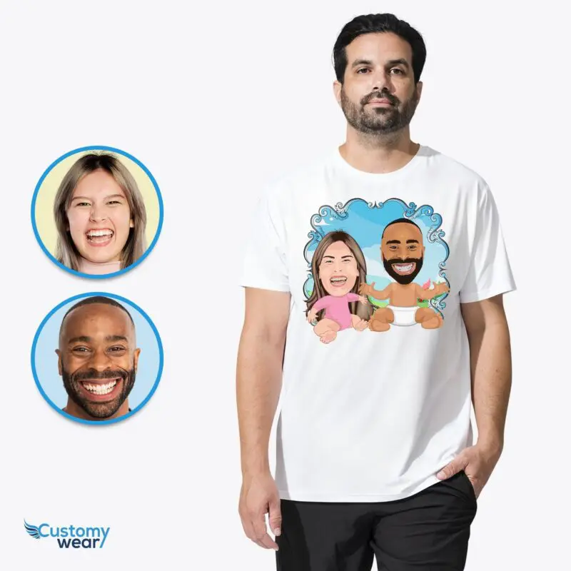 Transform Your Photos into Custom Couples Baby Shirt – Unique New Parents Gift Adult shirts www.customywear.com