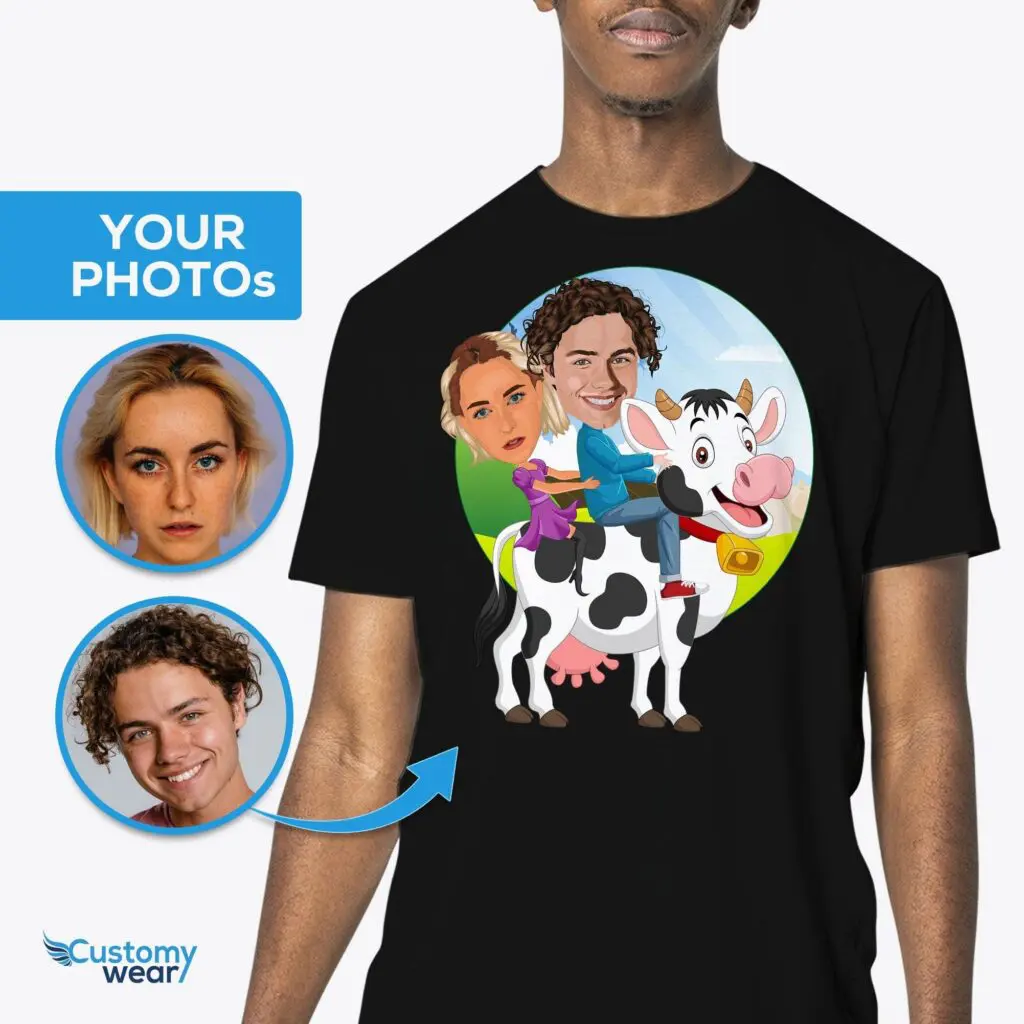 Custom Cow Portrait T-Shirt – Personalized Animal Tee for Couples Adult shirts www.customywear.com