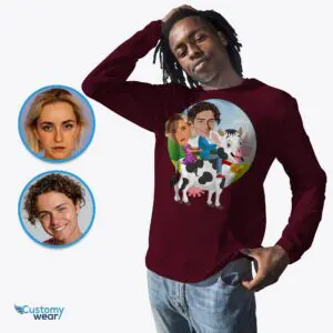 Custom Cow Portrait T-Shirt – Personalized Animal Tee for Couples Adult shirts www.customywear.com