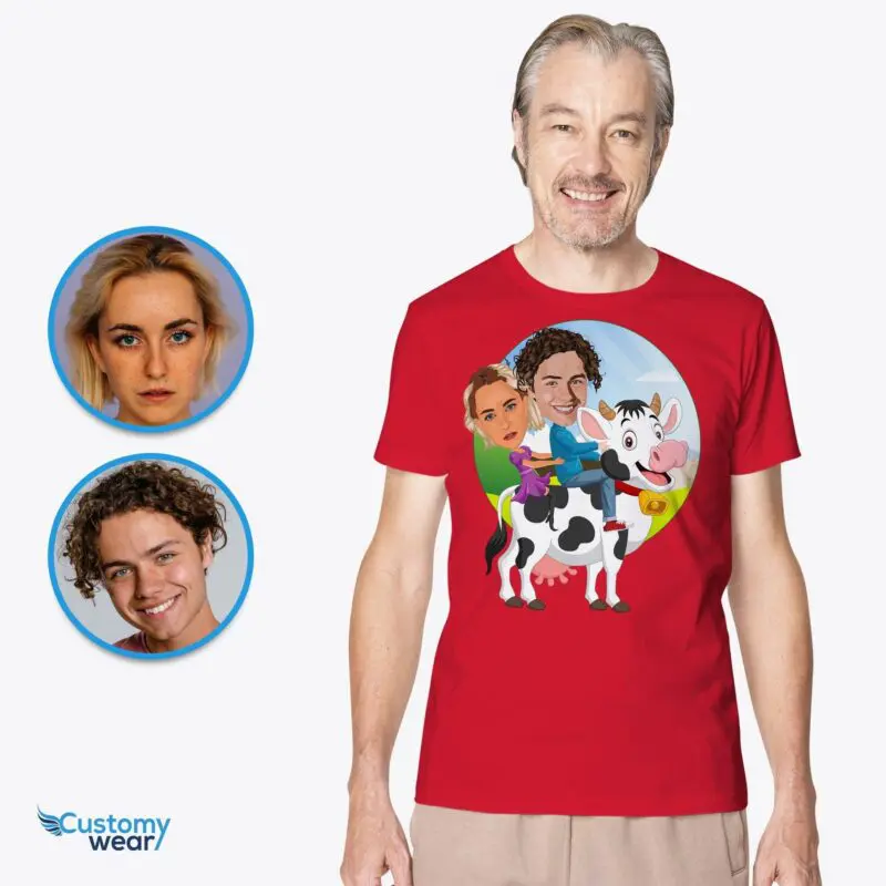 Custom Cow Portrait T-Shirt – Personalized Animal Tee for Couples Adult shirts www.customywear.com