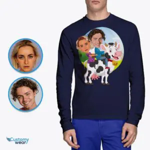 Custom Cow Portrait T-Shirt – Personalized Animal Tee for Couples Adult shirts www.customywear.com