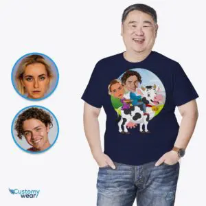 Custom Cow Portrait T-Shirt – Personalized Animal Tee for Couples Adult shirts www.customywear.com